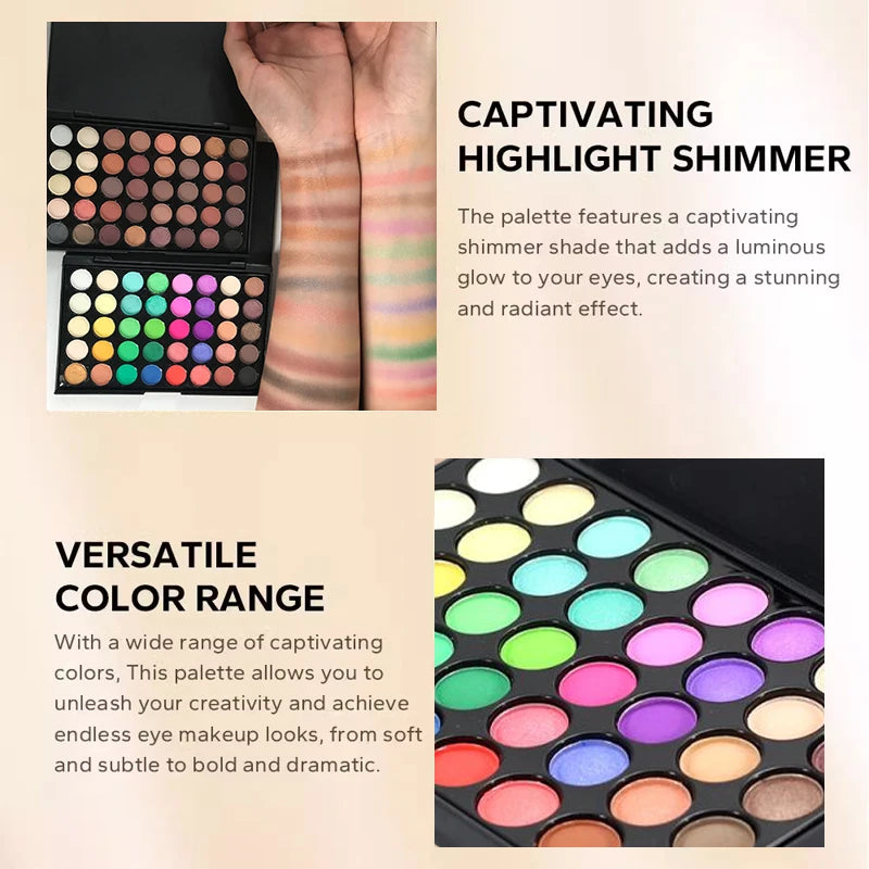 VERONNI 40-Color Glitter Matte Eyeshadow Palette | Waterproof Eyeshadow Palette QXL