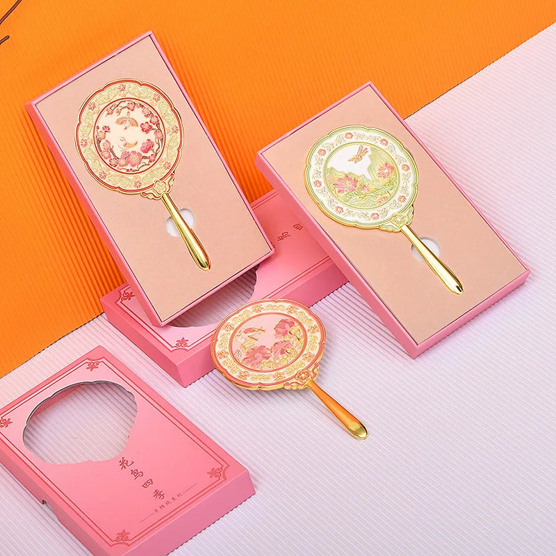 Floral Handheld Mirror in Gift Box | Metal Makeup Mirror Handheld Makeup Mirror QXL