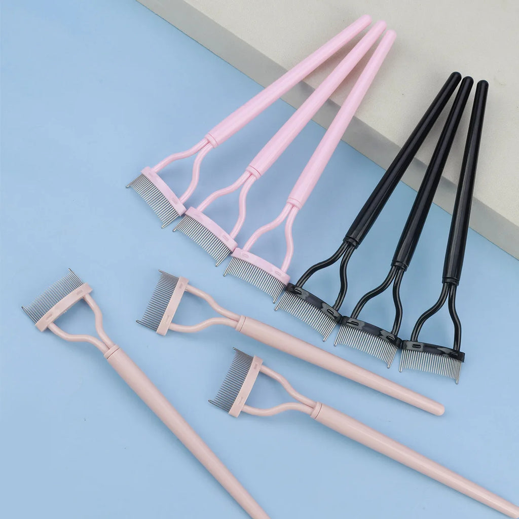 Stainless Steel Eyelash Comb & Lash Separator Brush Set Eyelash Comb Set QXL