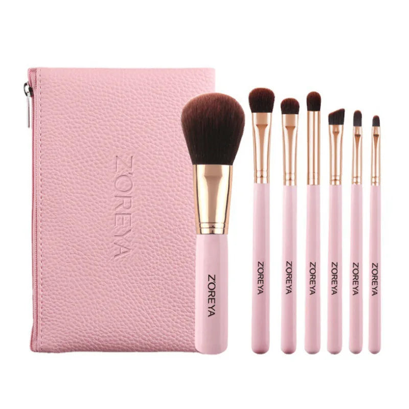 ZOREYA 7-Piece Mini Travel Makeup Brush Set with Tin Box Travel Makeup Brush Set QXL