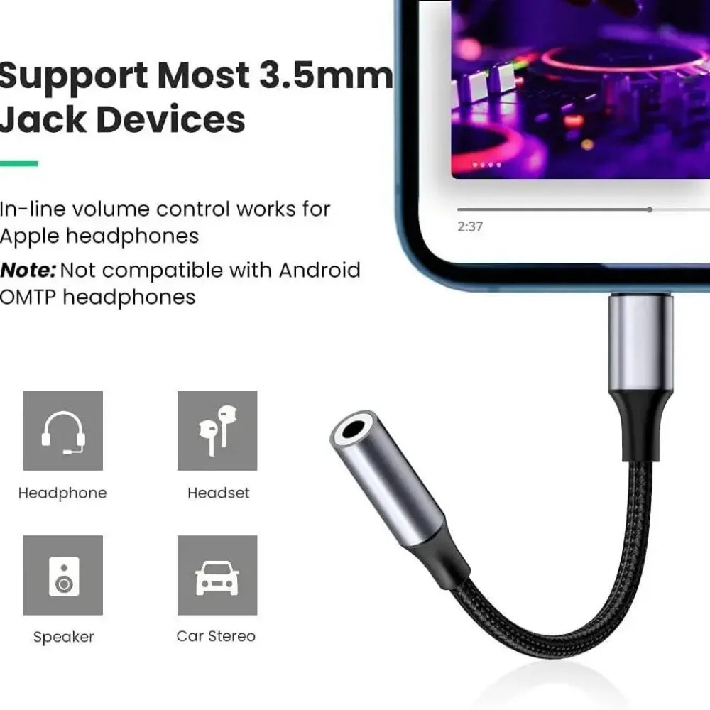 USB-C to 3.5mm Audio Adapter Cable | iPhone 15 & Samsung Audio Adapter Cable QXL