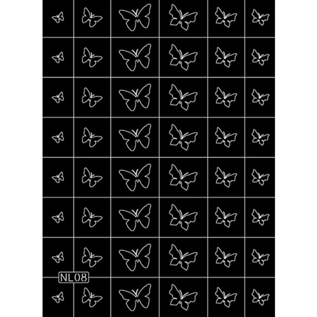 2-Pack Heart & Butterfly Nail Art Airbrush Stencil Templates Nail Art Stencils QXL