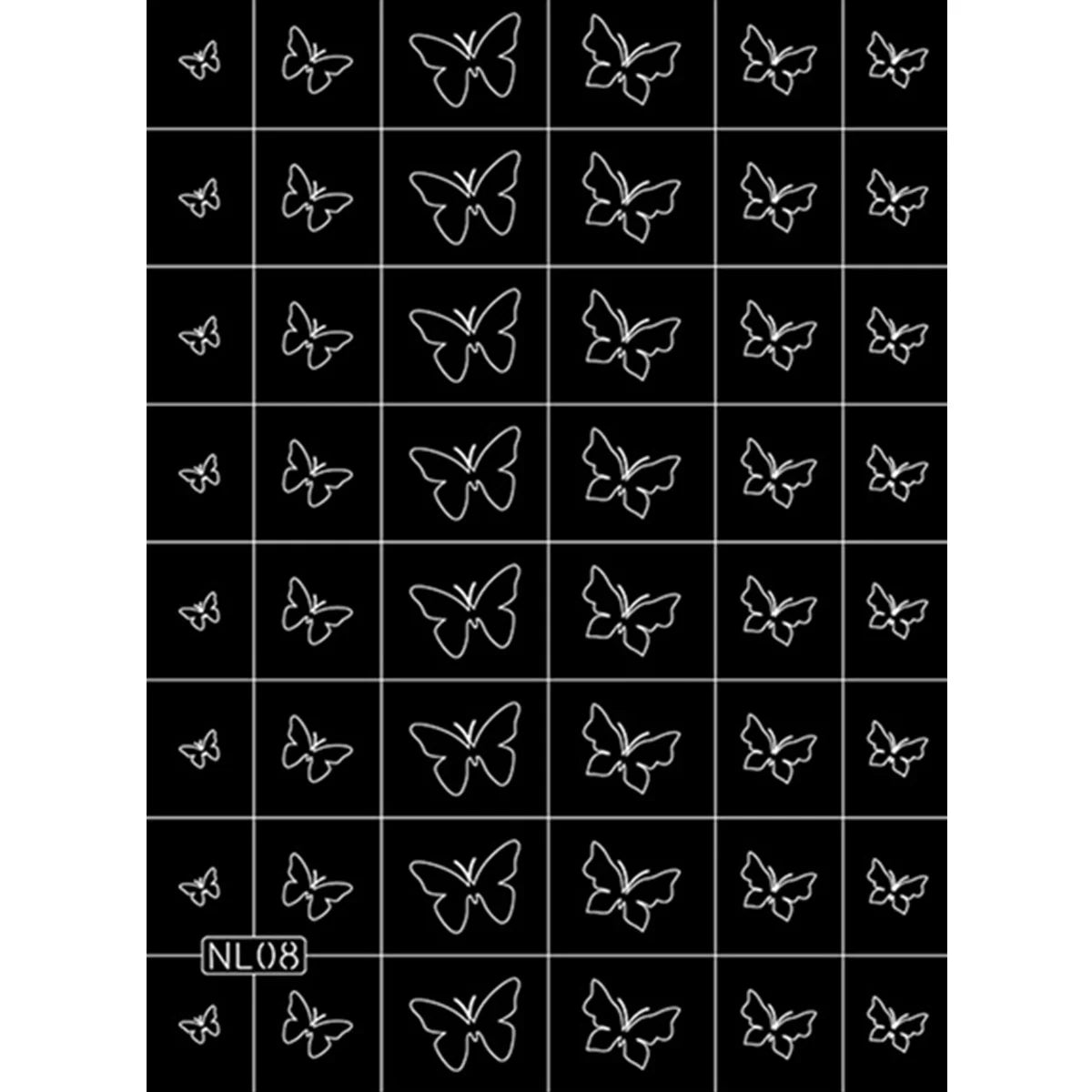 2-Pack Heart & Butterfly Nail Art Airbrush Stencil Templates Nail Art Stencils QXL