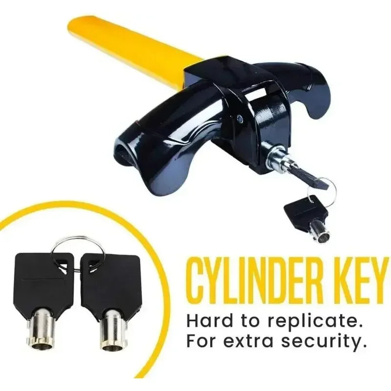 T-Type Steering Wheel Anti-Theft Lock | Heavy-Duty + 2 Keys Steering Wheel Lock QXL