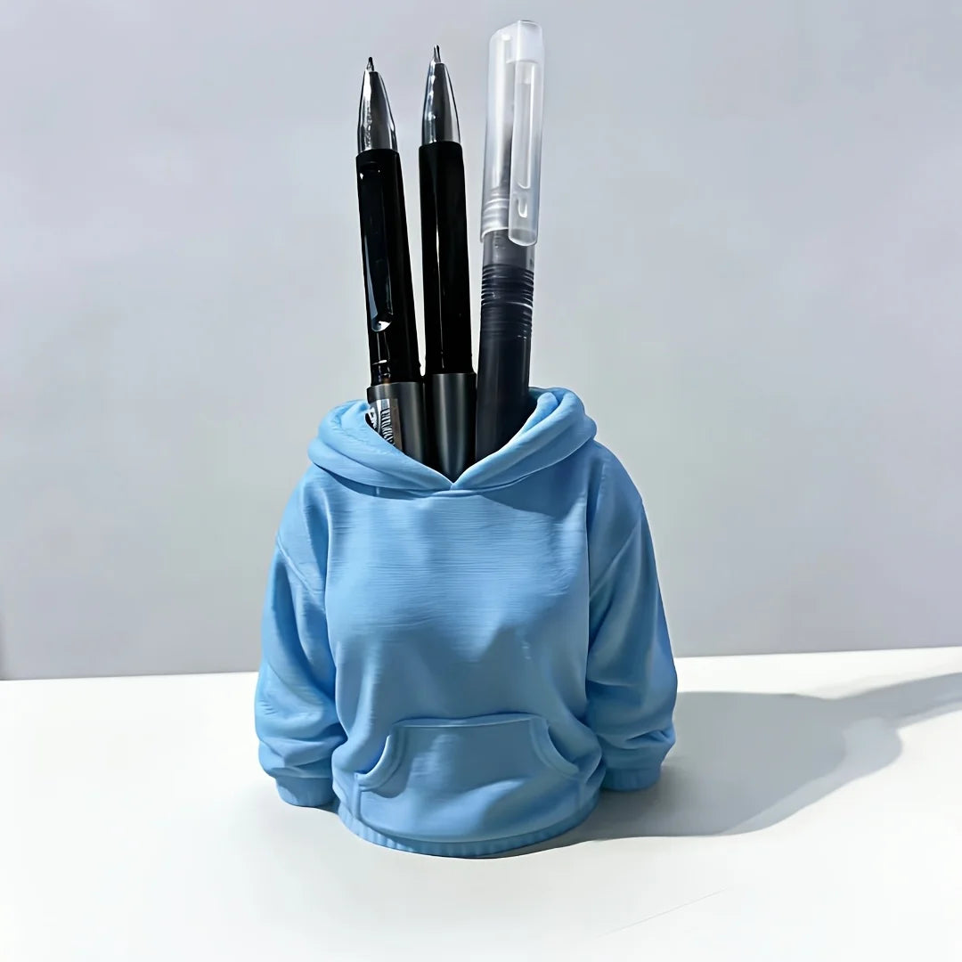 Hooded Sweatshirt Pen Holder | Cute Desk Organizer & Gift Novelty Pen Holder QXL SKY BLUE