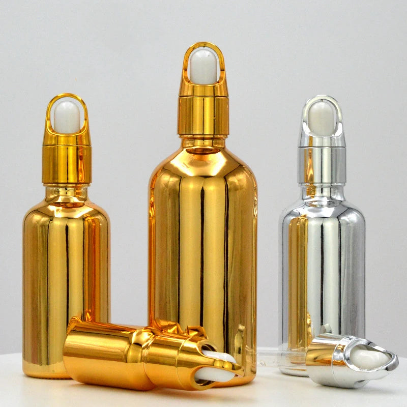 Gold Glass Dropper Bottles 5ml–100ml | Essential Oil & Travel Glass Dropper Bottle QXL