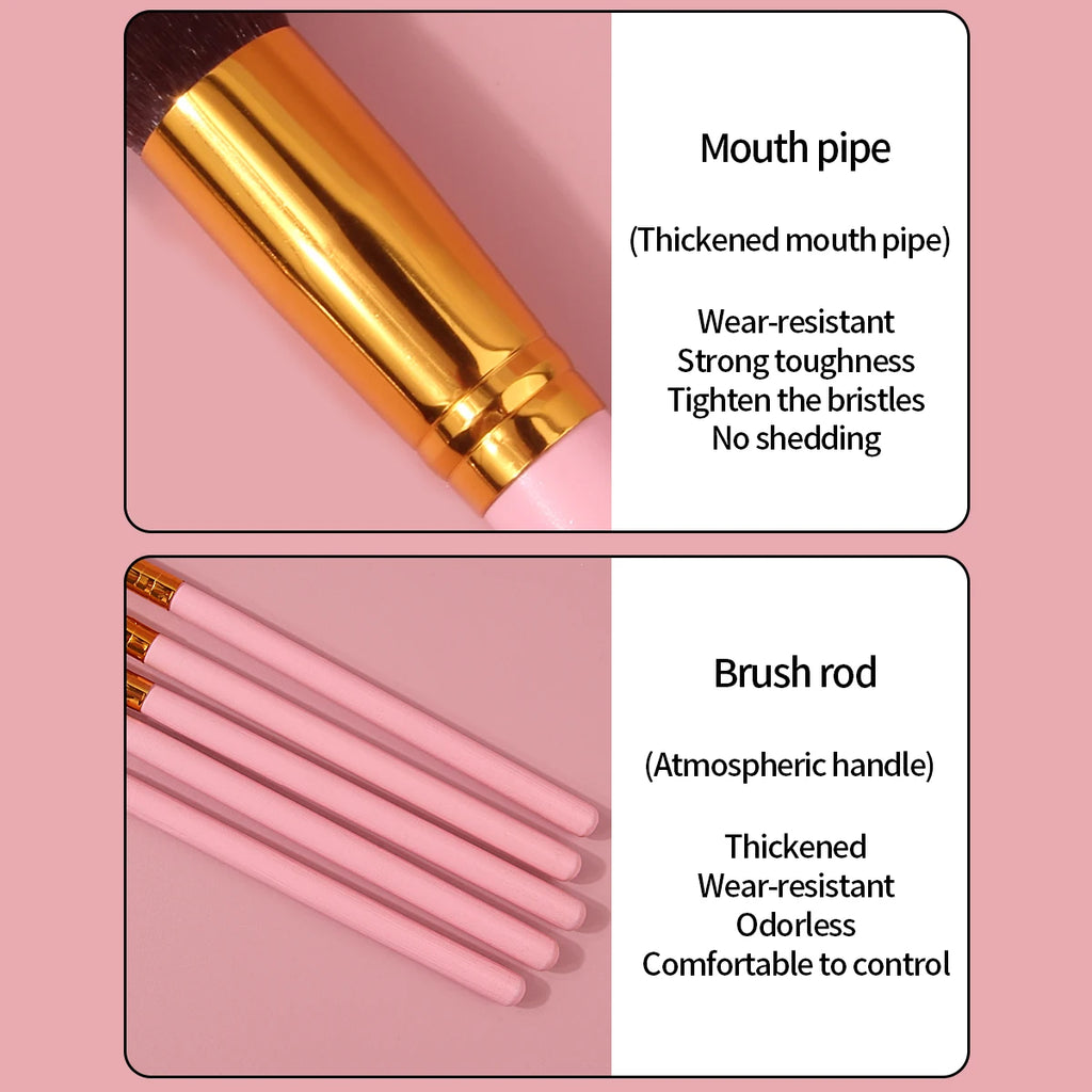 11-Pc Pink Makeup Brush Set + Star Cup | KOSSHOW Makeup Brush Set QXL