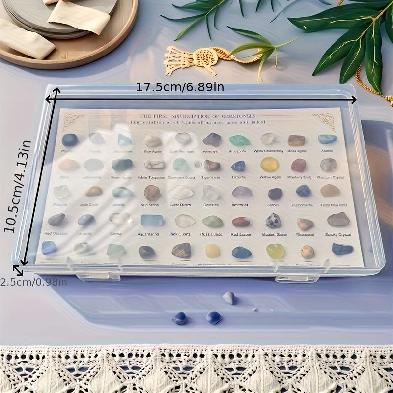 50-Piece Mineral Specimen Box | Crystal Gemstone Collection Set Mineral Specimen Set QXL