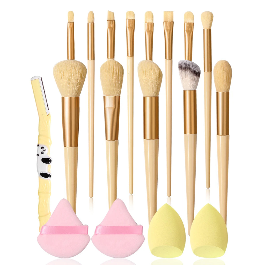 KOSSHOW 18-Pc Yellow Makeup Brush Set | Beginner Kit Makeup Brush Set QXL YELLOW
