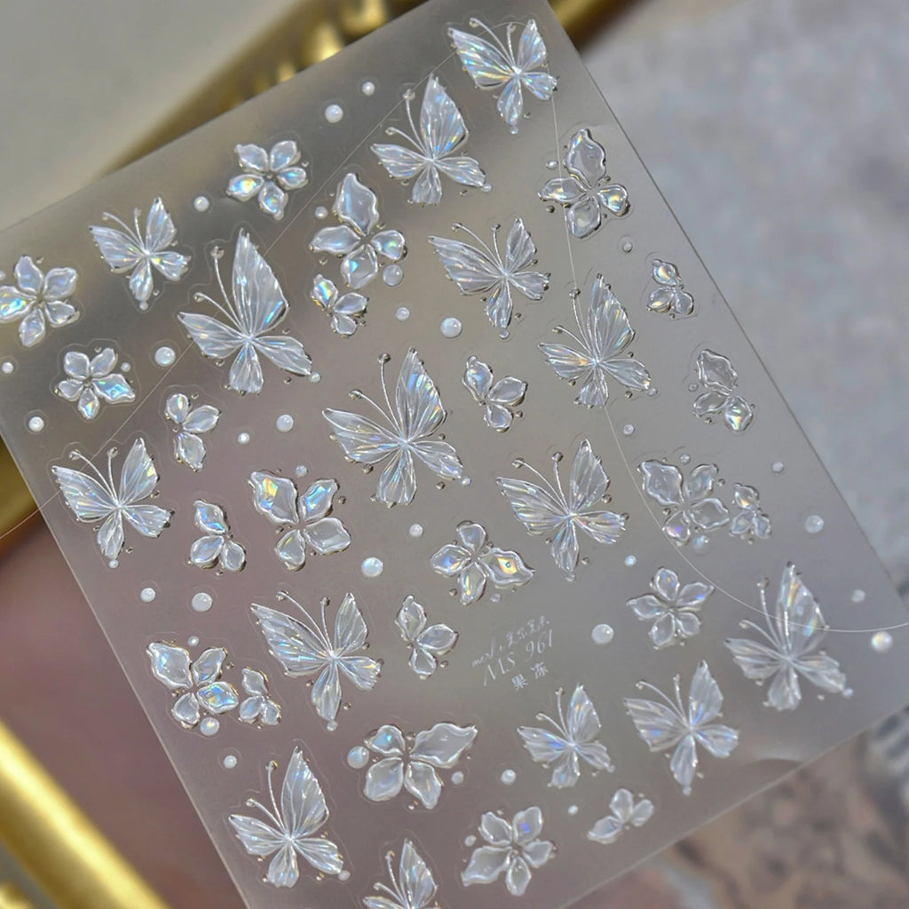 5D Holographic Butterfly Floral Nail Art Stickers | NAILFYOU Nail Art Stickers QXL