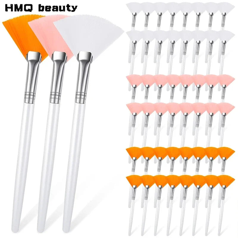 Fan Shape Face Mask Applicator Brushes | 3, 6 or 12 Pack Face Mask Brush Set QXL