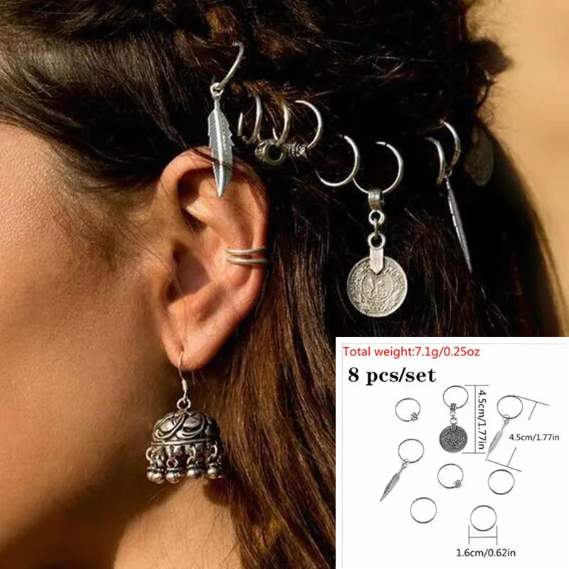 5-Pack Shell & Tree Dreadlock Beads Hair Cuffs | Gold Rings Dreadlock Hair Cuffs QXL