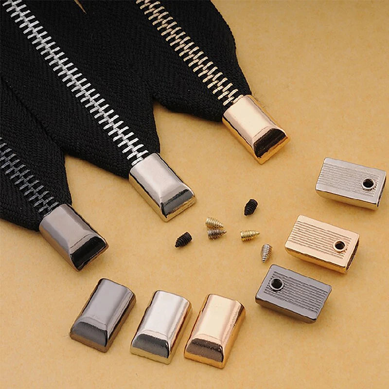 10-Pack Metal Zipper Tail Stoppers with Screw | DIY Craft Zipper Hardware QXL