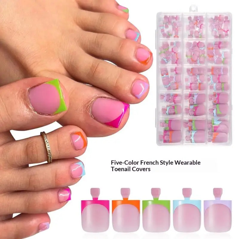 150-Pc Square Matte False Toe Nail Tips | Full Coverage False Toenail Tips QXL