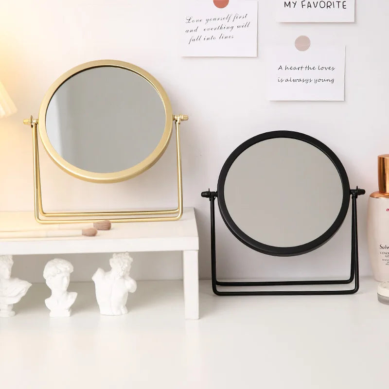 360° Rotating Iron Desktop Makeup Mirror | Magnifying Desktop Makeup Mirror QXL