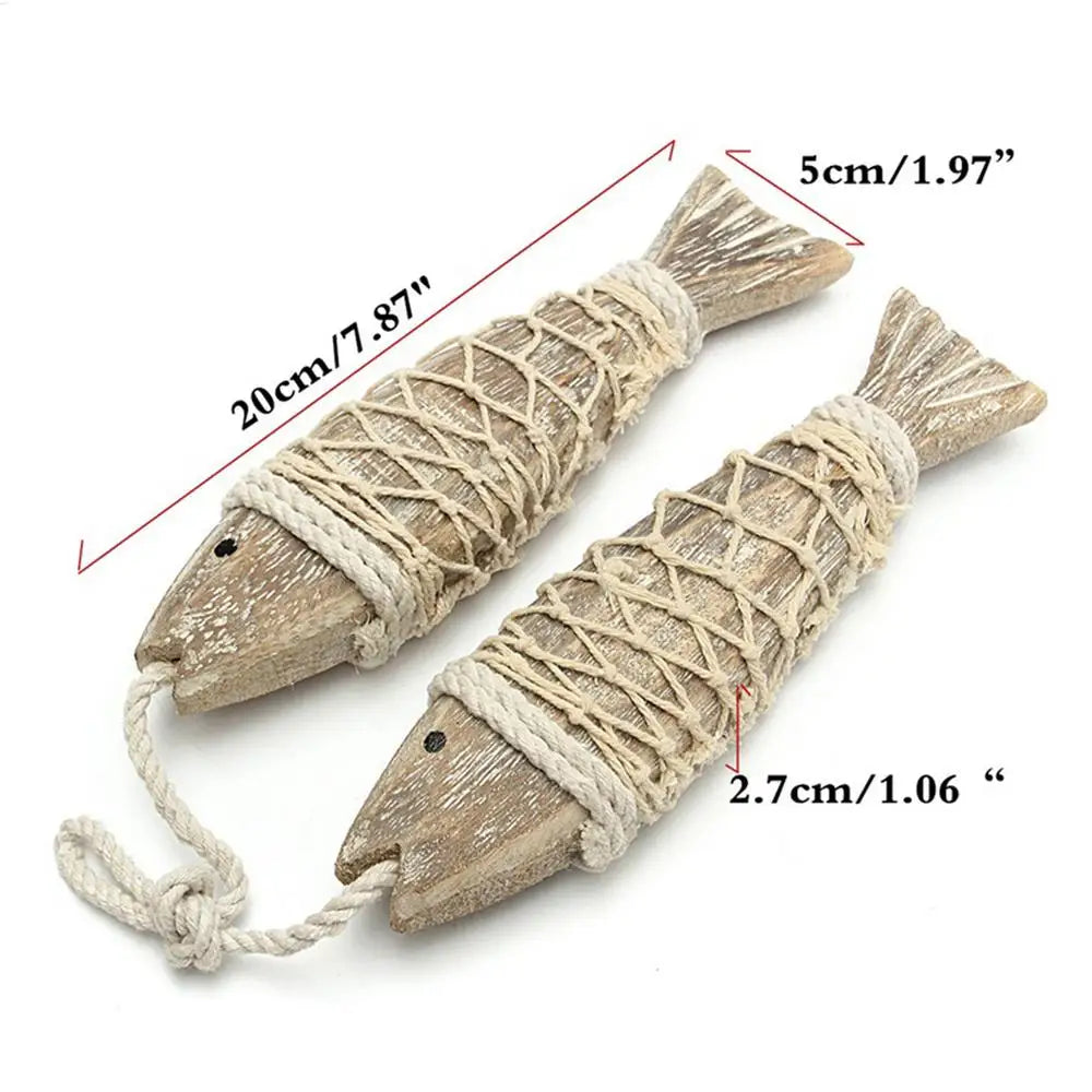 2-Pack Antique Wood Fish Wall Sculpture | Nautical Home Decor Wood Wall Sculpture QXL small