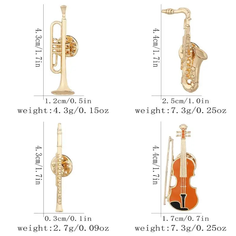 Musical Instrument Enamel Brooch Pin | Trumpet Violin Saxophone Enamel Brooch Pin QXL