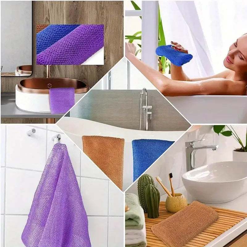 African Net Exfoliating Bath Scrubber & Loofah Towel 80x30cm Exfoliating Bath Scrubber QXL