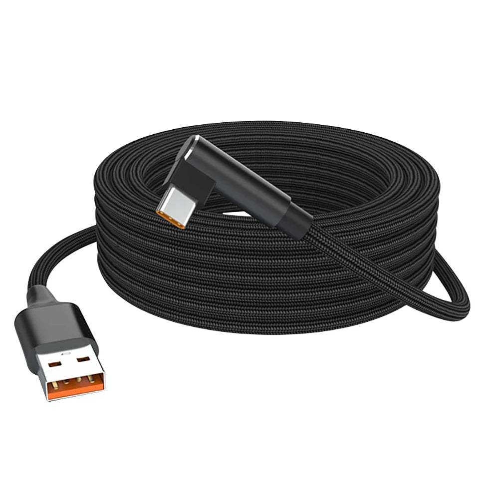6A 90° Elbow USB-C Fast Charging Cable – 1M to 8M Braided USB-C Charging Cable QXL black 3m