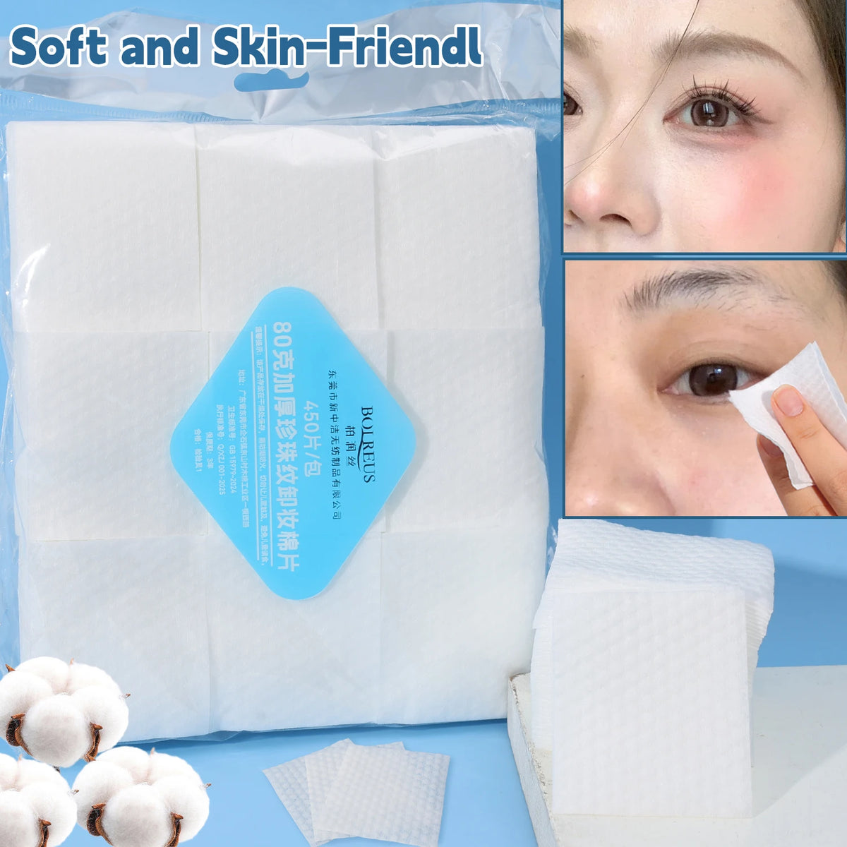 450/900-Pack Pearl Cotton Pads – Soft Makeup Remover Facial Wipes Facial Cotton Pads QXL