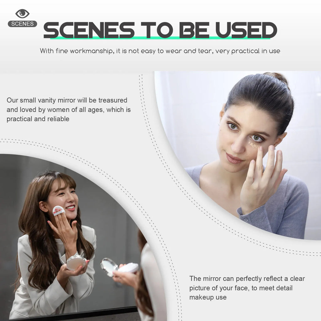 2-Pack Dual-Sided Folding Compact Pocket Mirror for Travel Compact Pocket Mirror QXL