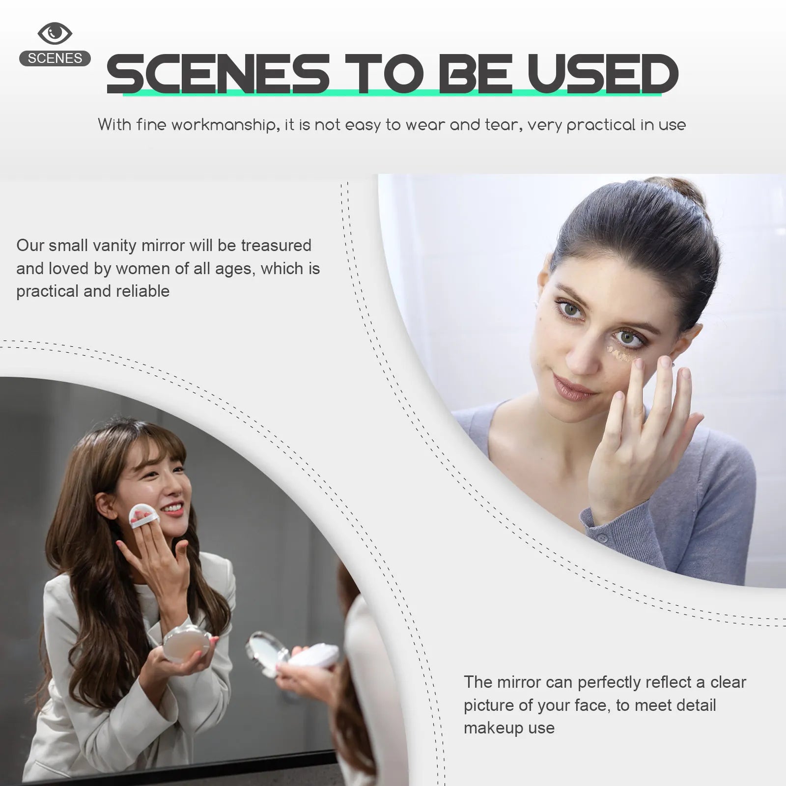 2-Pack Dual-Sided Folding Compact Pocket Mirror for Travel Compact Pocket Mirror QXL