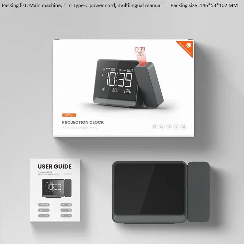 Digital Projection Alarm Clock | 180° Rotatable LED Display Projection Alarm Clock QXL