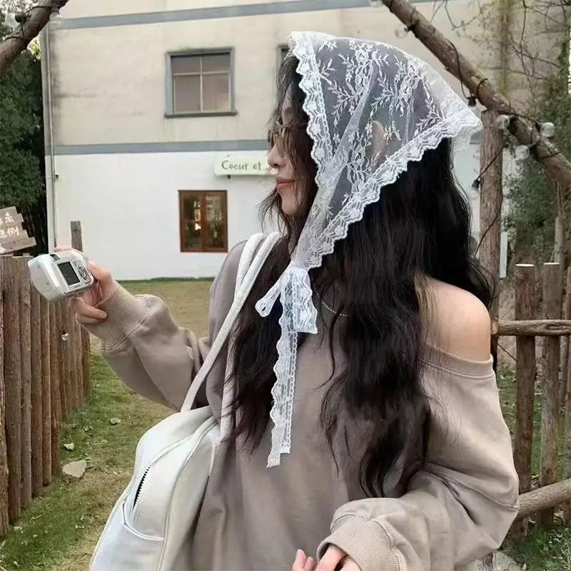 Lace Triangle Bandana Scarf | Head Wrap & Waist Belt Lace Scarf Wrap QXL