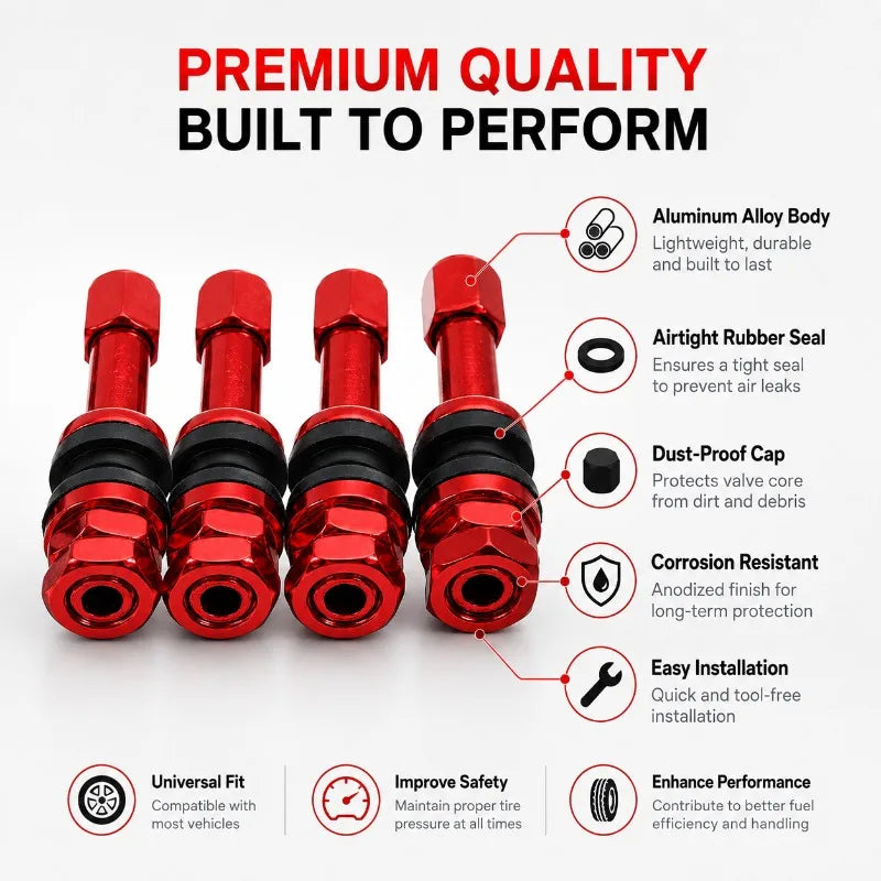 4-Pack TR43E Aluminum Tire Valve Stems for Tubeless Rims Tire Valve Stems QXL