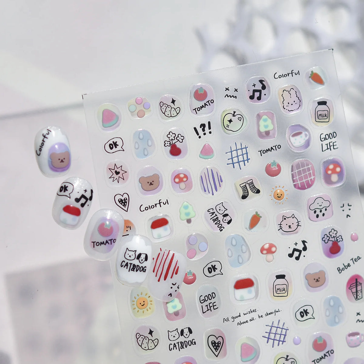 5D Nail Stickers – Cute Graffiti Jelly Oval Self-Adhesive Decals Nail Art Stickers QXL
