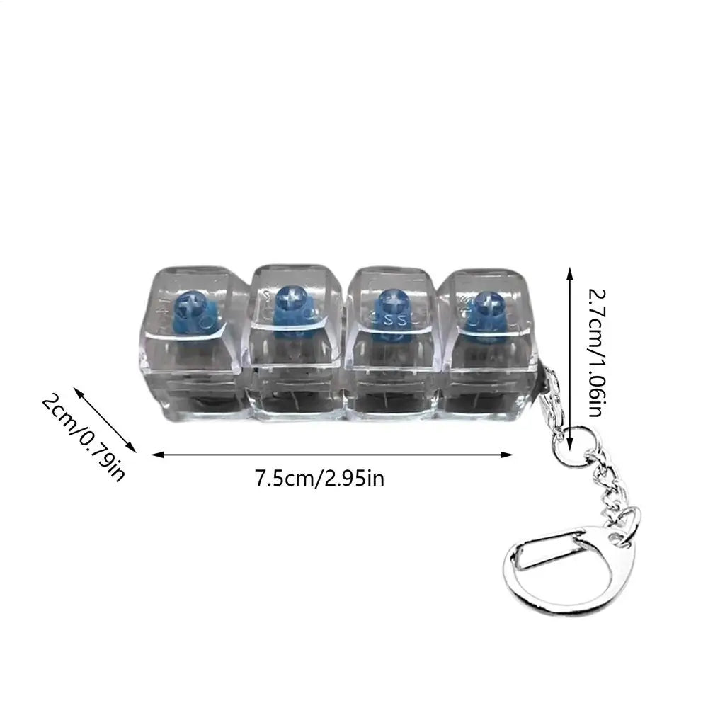 4-Key Mechanical Keyboard Fidget Keychain | LED Switch Tester Fidget Keychain Toy QXL transparent
