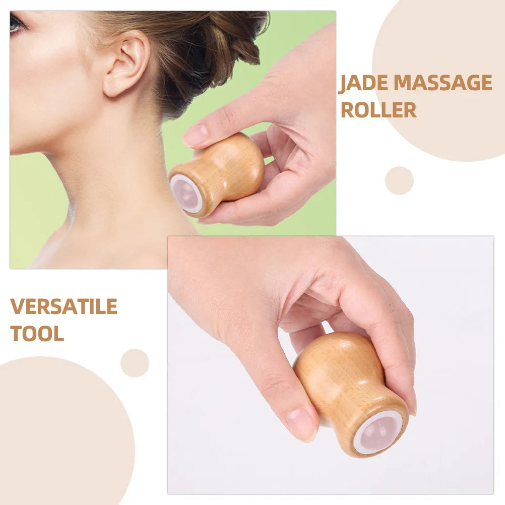 Jade Face Roller & Body Massager | Wooden Handle Tool Jade Face Roller QXL