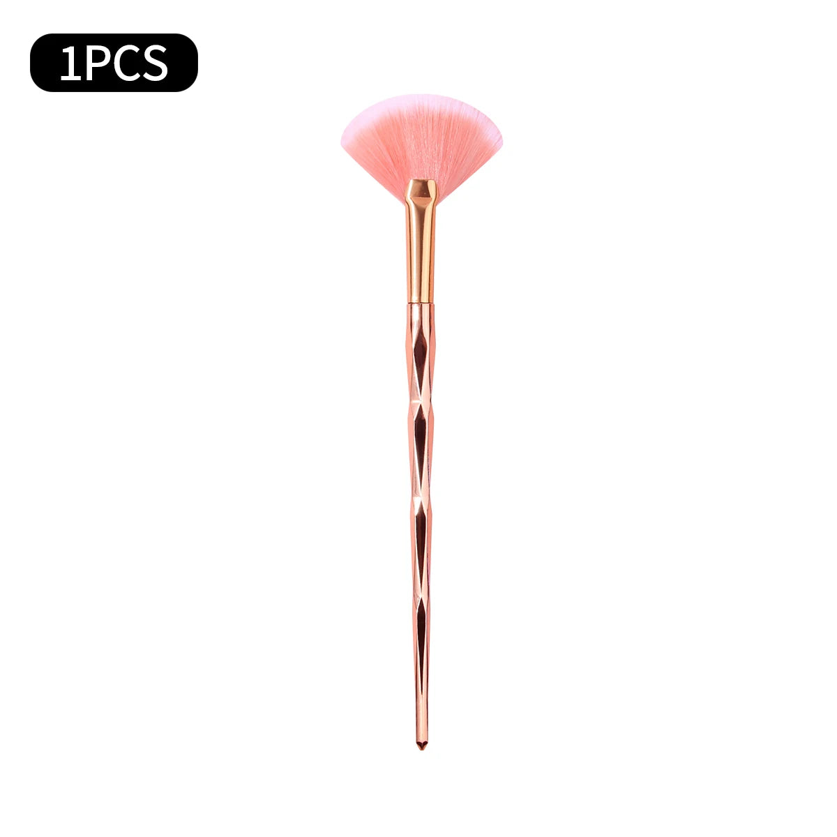 KOSSHOW Fan Highlighter Brush Set | Diamond Handle 2-Piece Highlighter Brush Set QXL Gold