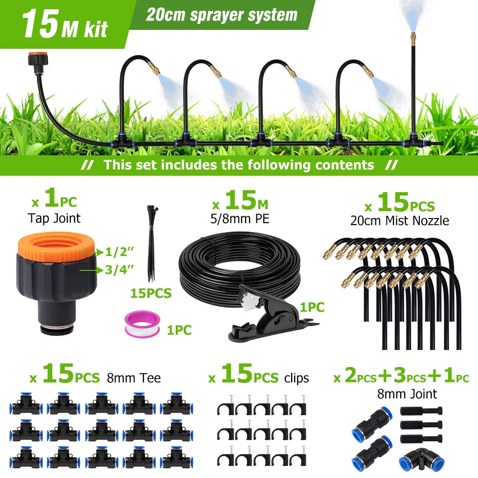 Dreamburgh 5M–30M Garden Misting & Drip Irrigation Kit Misting Irrigation Kit QXL 15M