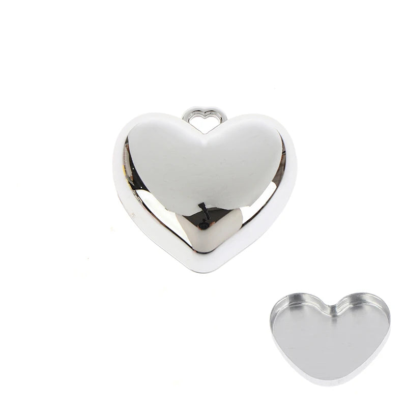 Heart-Shape Mini Empty Blush Compact with Mirror & Keychain Empty Makeup Compact QXL Silver