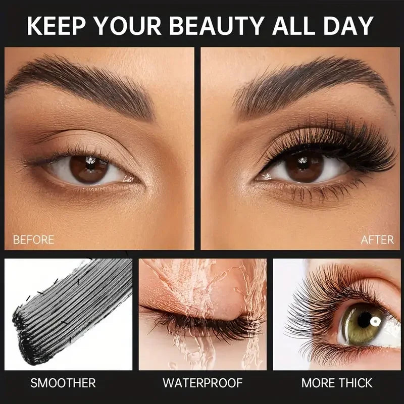 VERONNI Waterproof Silk Fiber Mascara | Curling Spiral Brush Silk Fiber Mascara QXL