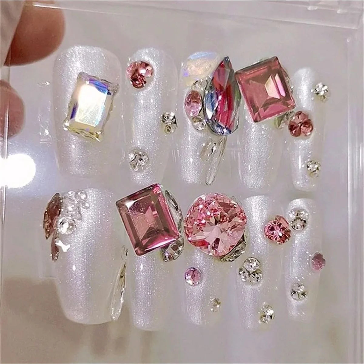 Pink Zircon Nail Rhinestone Charms | Crystal 3D Decorations Nail Rhinestone Charms QXL