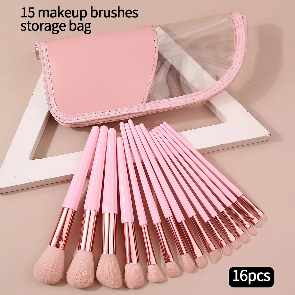 KOSSHOW 15-Piece Makeup Brush Set with Zipper Storage Bag Makeup Brush Set QXL