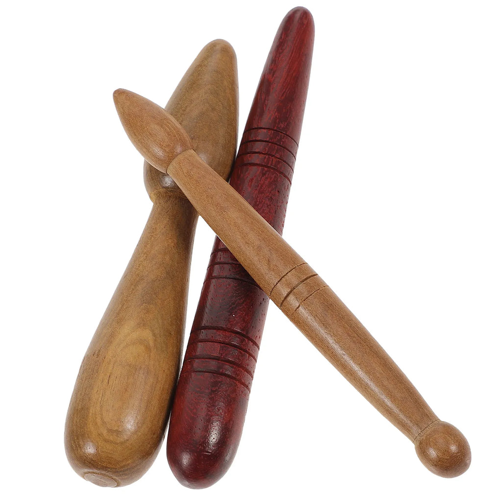 3-Pack Wooden Acupoint Massage Sticks | Body & Foot Roller Acupoint Massage Stick QXL