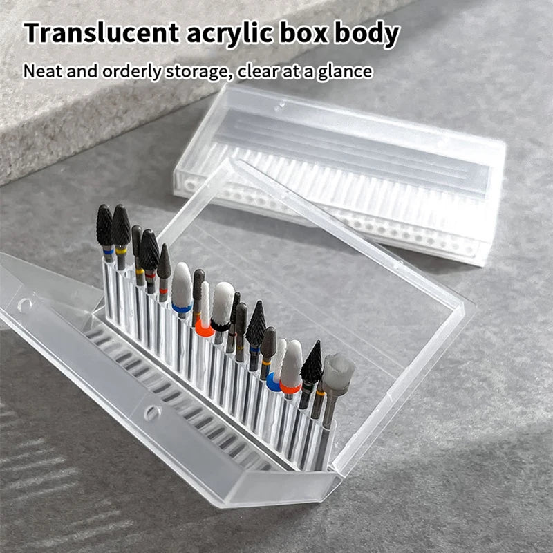 20/24-Hole Nail Drill Bit Storage Box & Organizer | Dustproof Nail Bit Organizer QXL