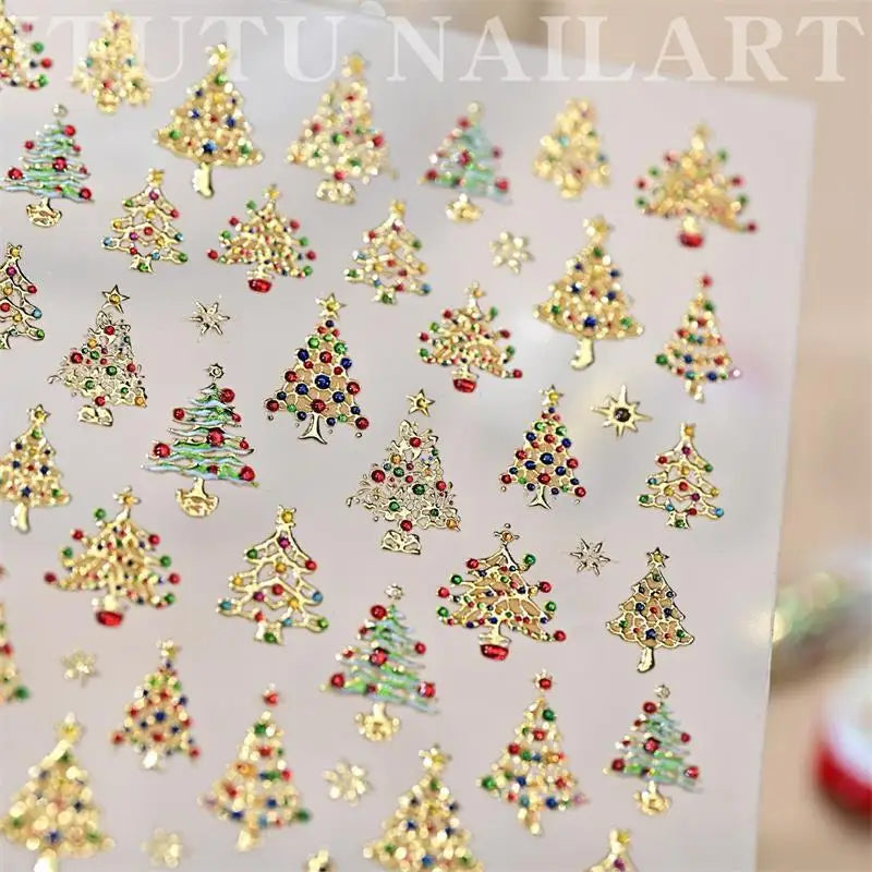 Christmas Nail Art Stickers | Tree & Crystal Ball Decals Nail Art Stickers QXL Gold