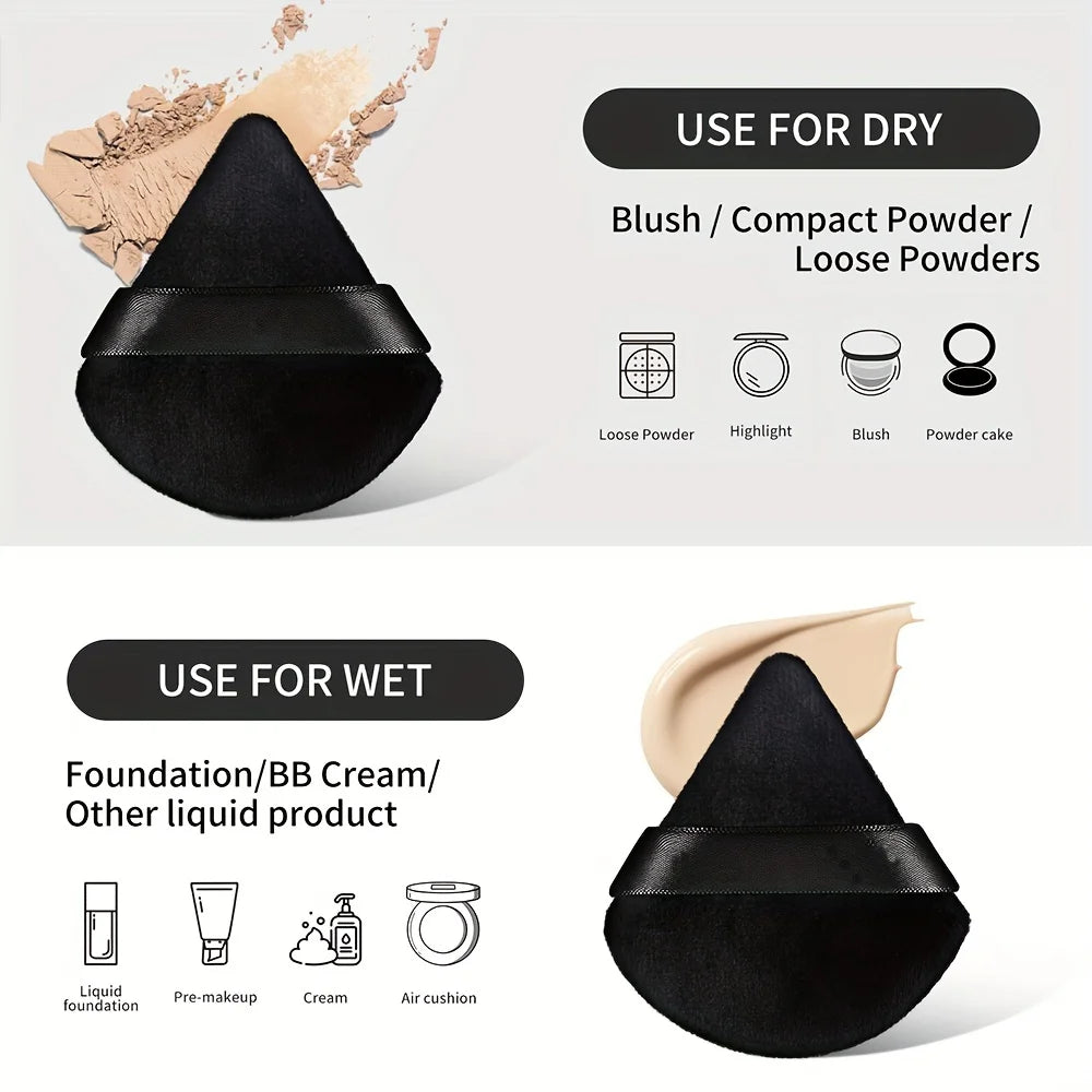 MAANGE Triangle Powder Puff Set 3/5/6 Pcs | Soft Velour Makeup Makeup Powder Puff QXL