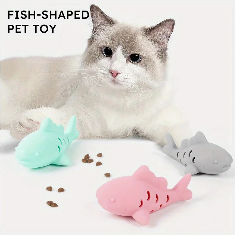 Silicone Fish Chew Toy & Treat Dispenser for Small Pets Pet Chew Toy QXL