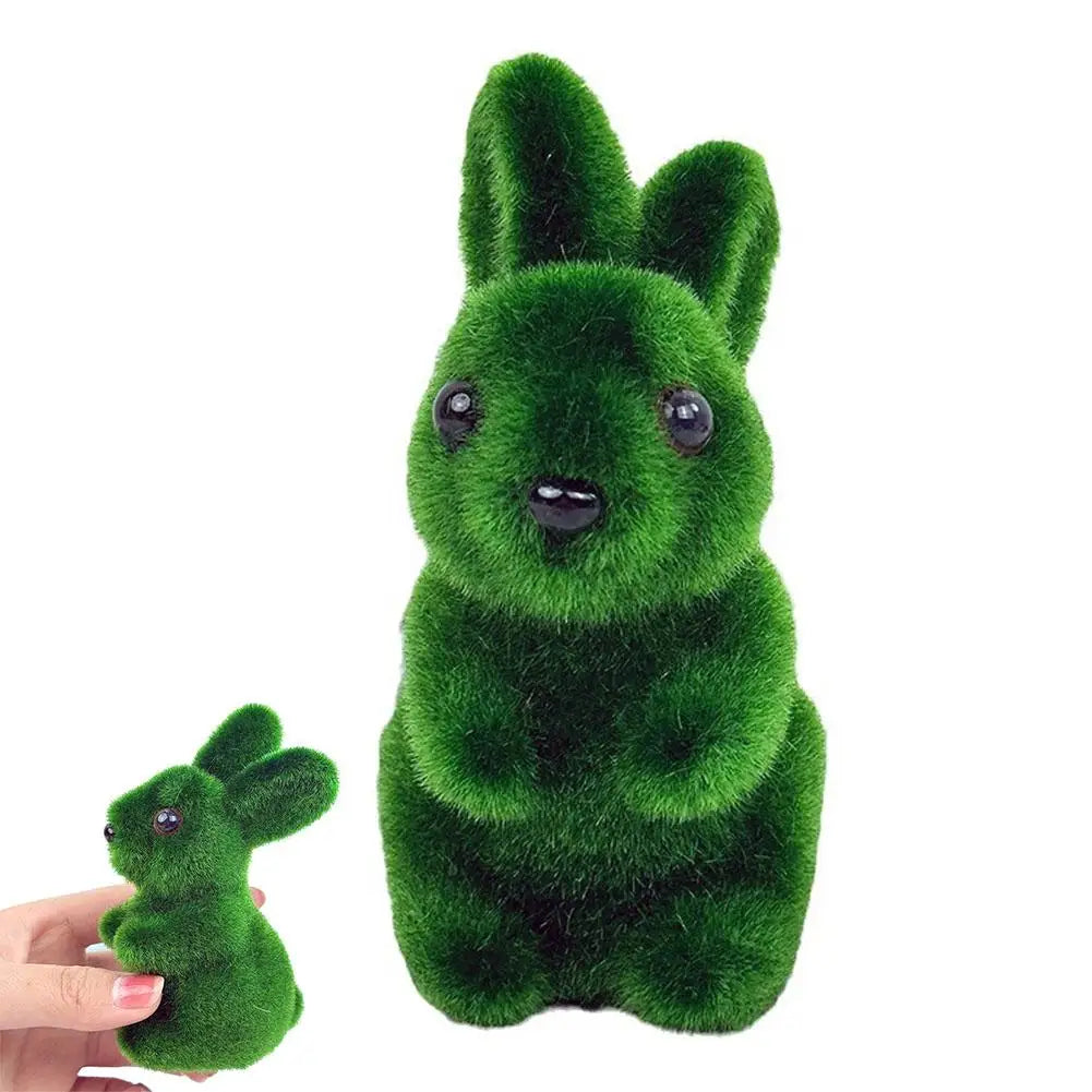 Moss Bunny Figurine | Green Easter Rabbit Decor (1 or 2 Pack) Decorative Figurine QXL 1PC
