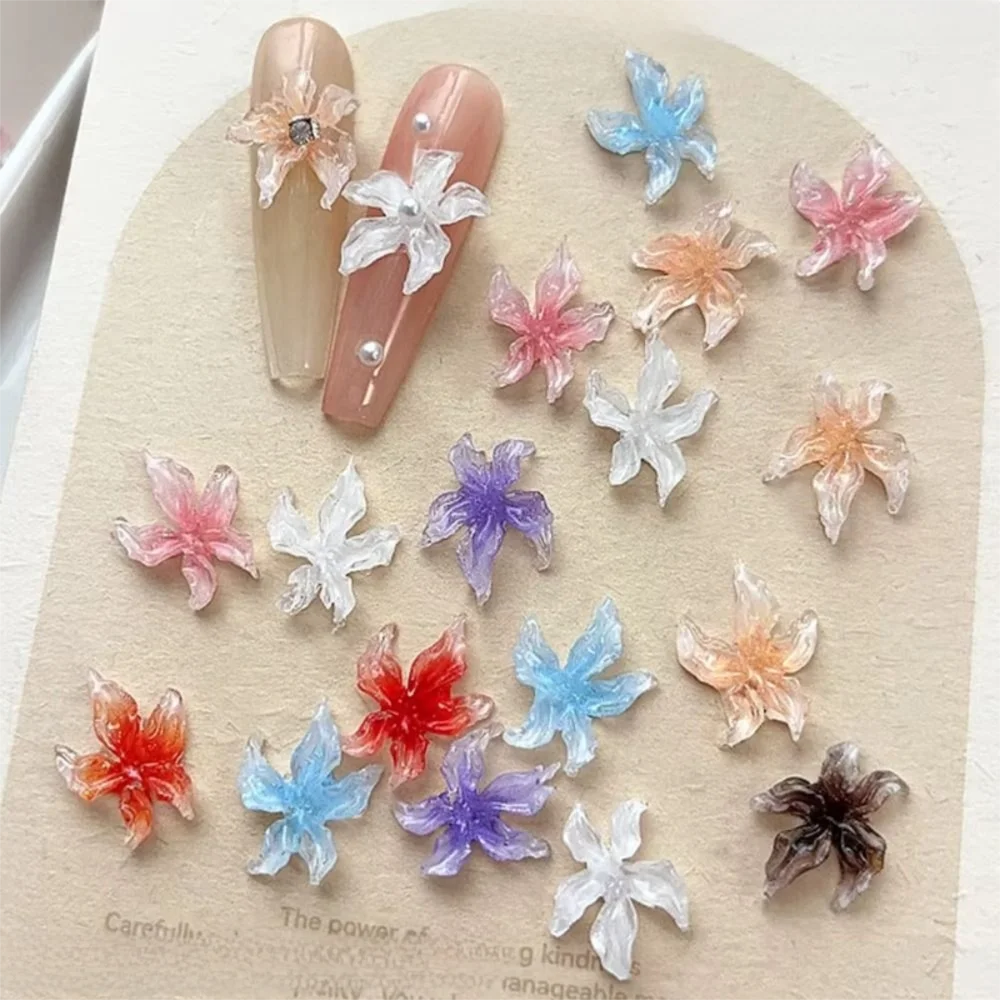 30-Pack 3D Lily Flower Nail Charms | Acrylic DIY Stickers Nail Art Charms QXL