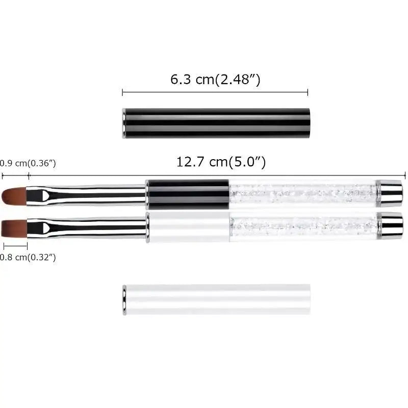 Glitter Rhinestone Nail Art Brush | Flat Head & Dust Cap Nail Art Brush QXL