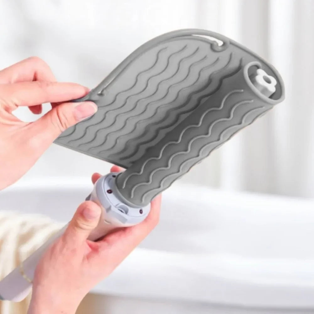 Silicone Heat Resistant Mat for Curling & Flat Irons | Non-Slip Heat Resistant Mat QXL Grey