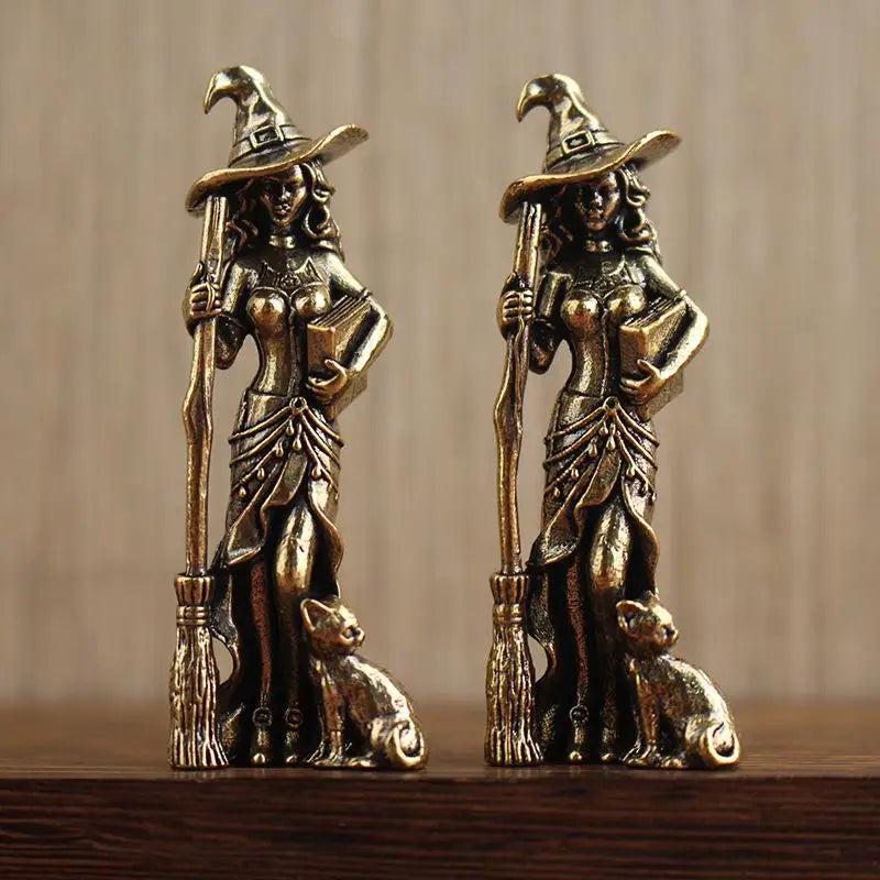 Magic Moon Witch Metal Figurine | Wizard Statue Home Decor Decorative Figurine QXL