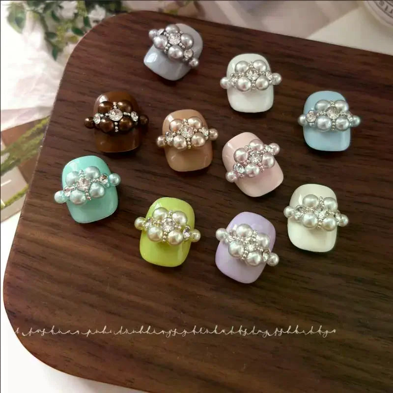 100-Pc Dopamine Color Pearl Nail Charms | DIY Resin Nail Art Nail Art Charms QXL