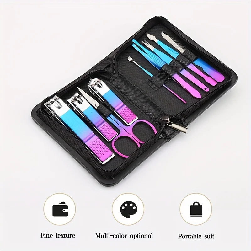 Professional Stainless Steel Manicure & Pedicure Kit + Case Manicure Pedicure Kit QXL